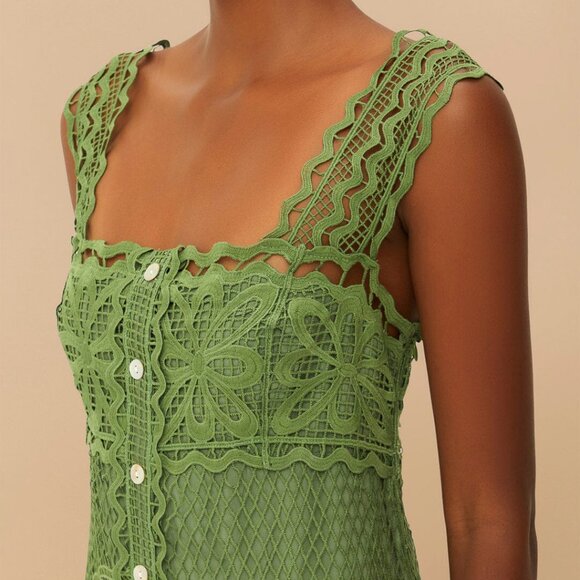 Green Nautical Guipure Maxi Dress, NWT, XXS - Picture 2 of 5